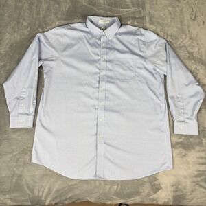 LL Bean Mens Wrinkle Resistant Trim Fit‎ Blue Button Down Shirt 18-36